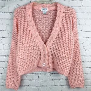 Vintage Pastel Pink Knit Cardigan Sweater